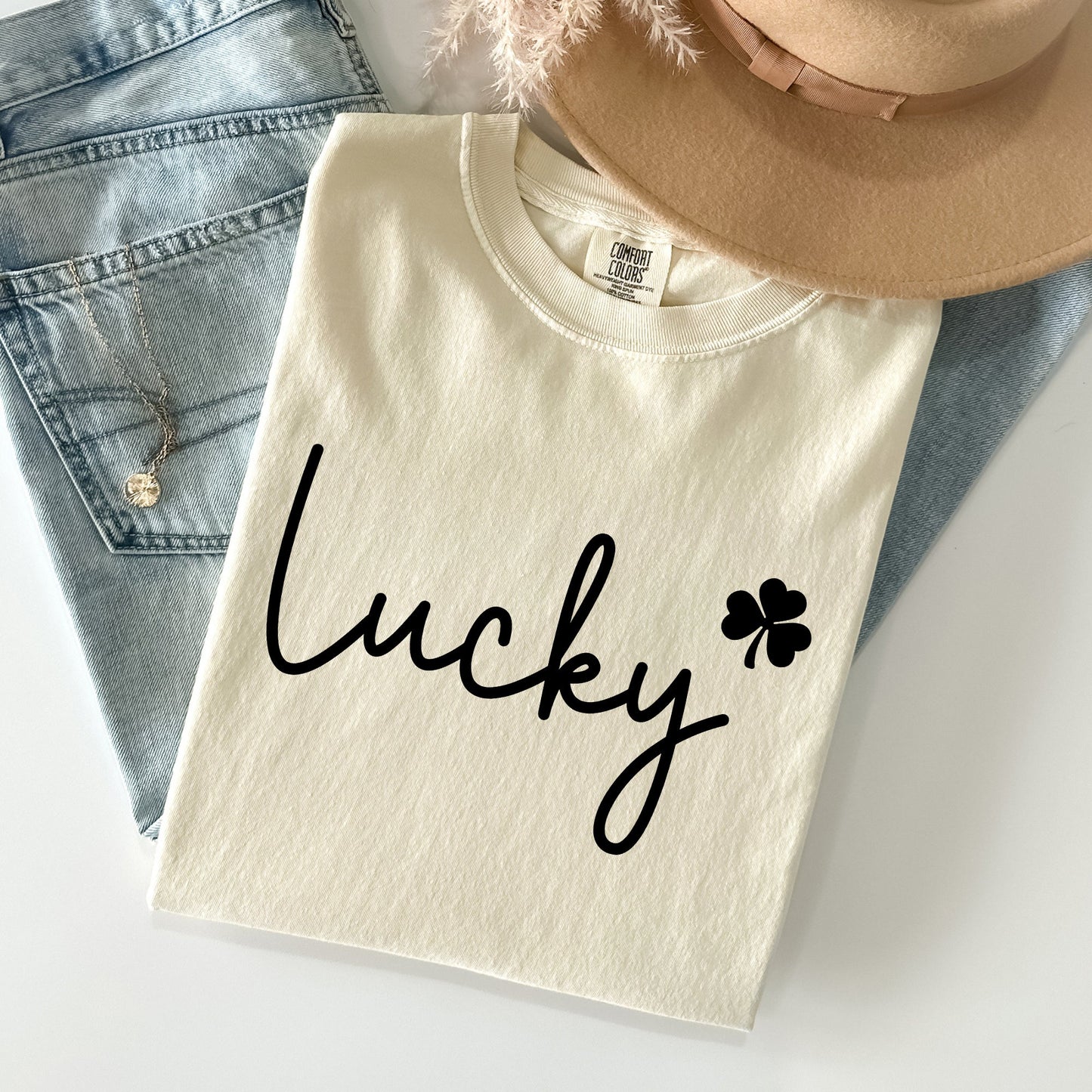 Lucky, Shamrock, St Patrick's Day Comfort Colors Tshirt