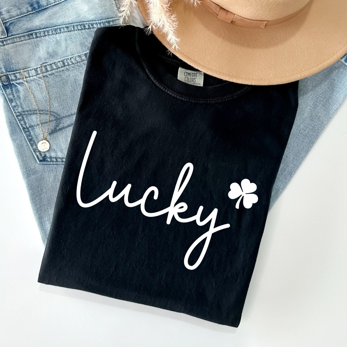 Lucky, Shamrock, St Patrick's Day Comfort Colors Tshirt