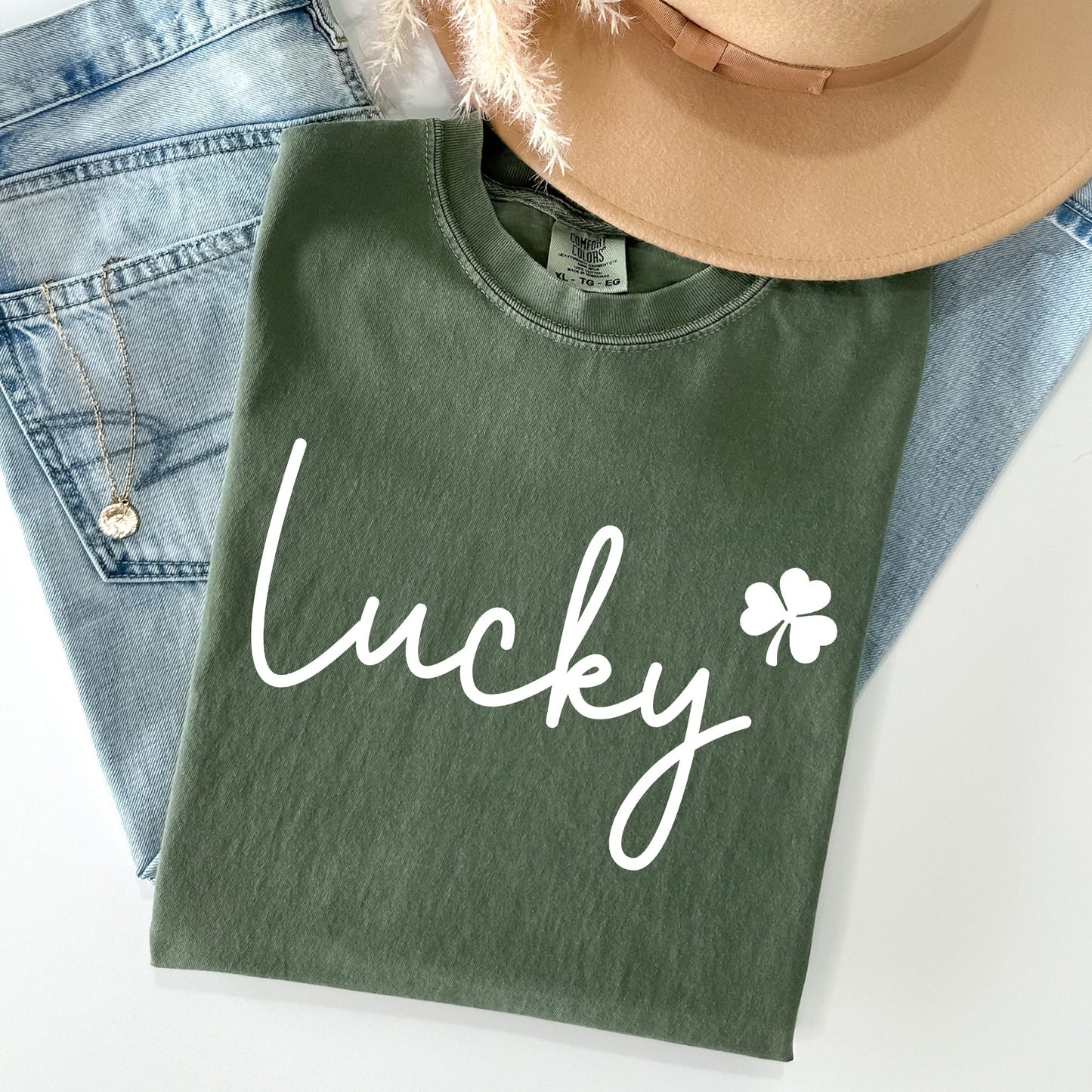 Lucky, Shamrock, St Patrick's Day Comfort Colors Tshirt