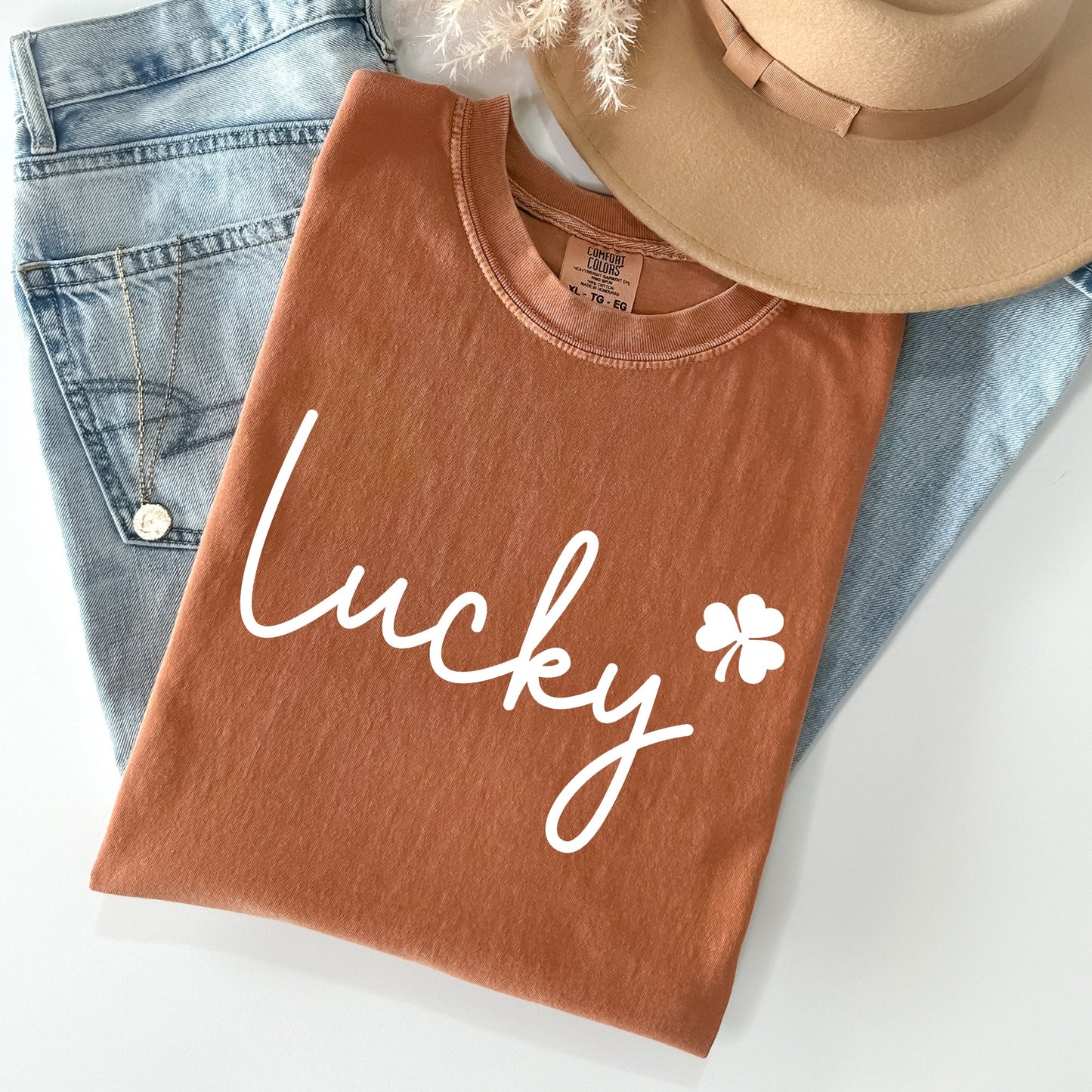 Lucky, Shamrock, St Patrick's Day Comfort Colors Tshirt