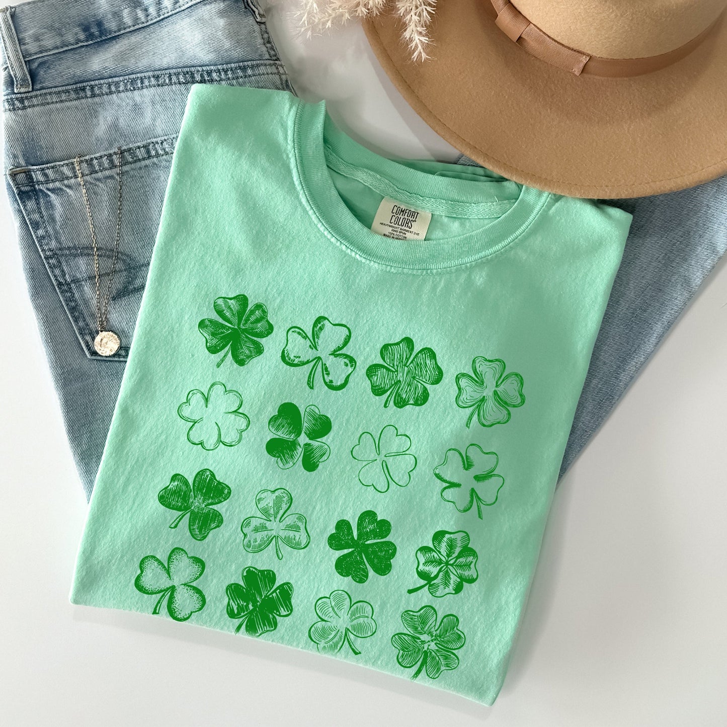 Shamrock Doodles, Retro St Patrick's Day Comfort Colors Tshirt