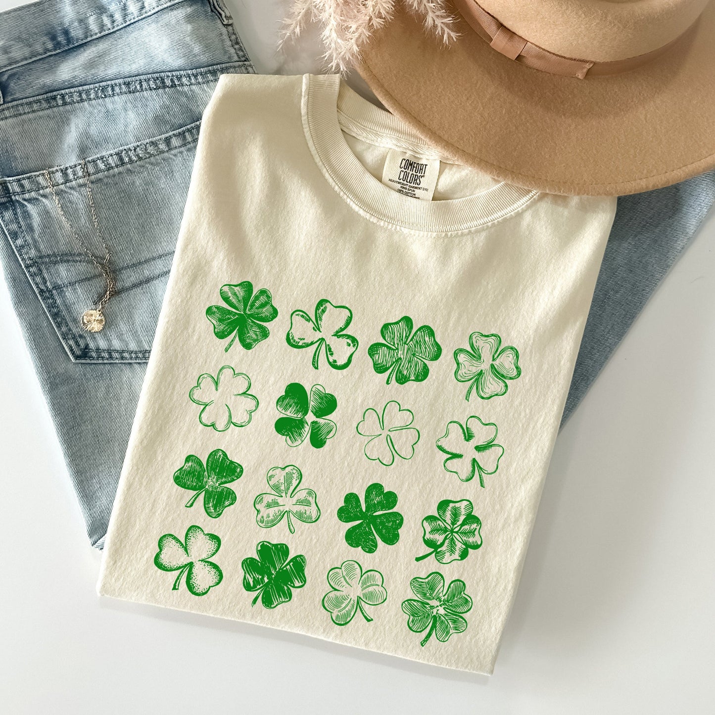 Shamrock Doodles, Retro St Patrick's Day Comfort Colors Tshirt