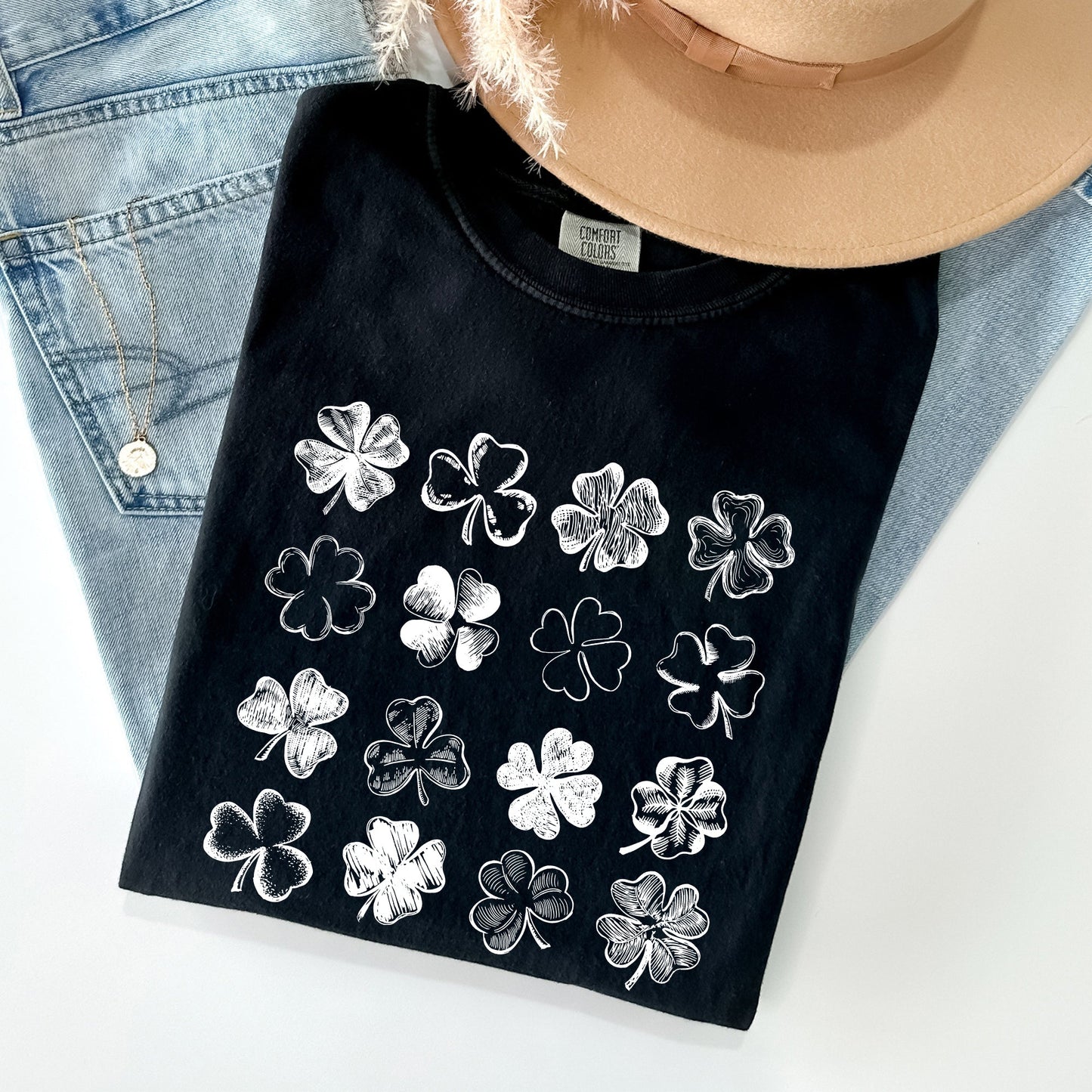 Shamrock Doodles, Retro St Patrick's Day Comfort Colors Tshirt