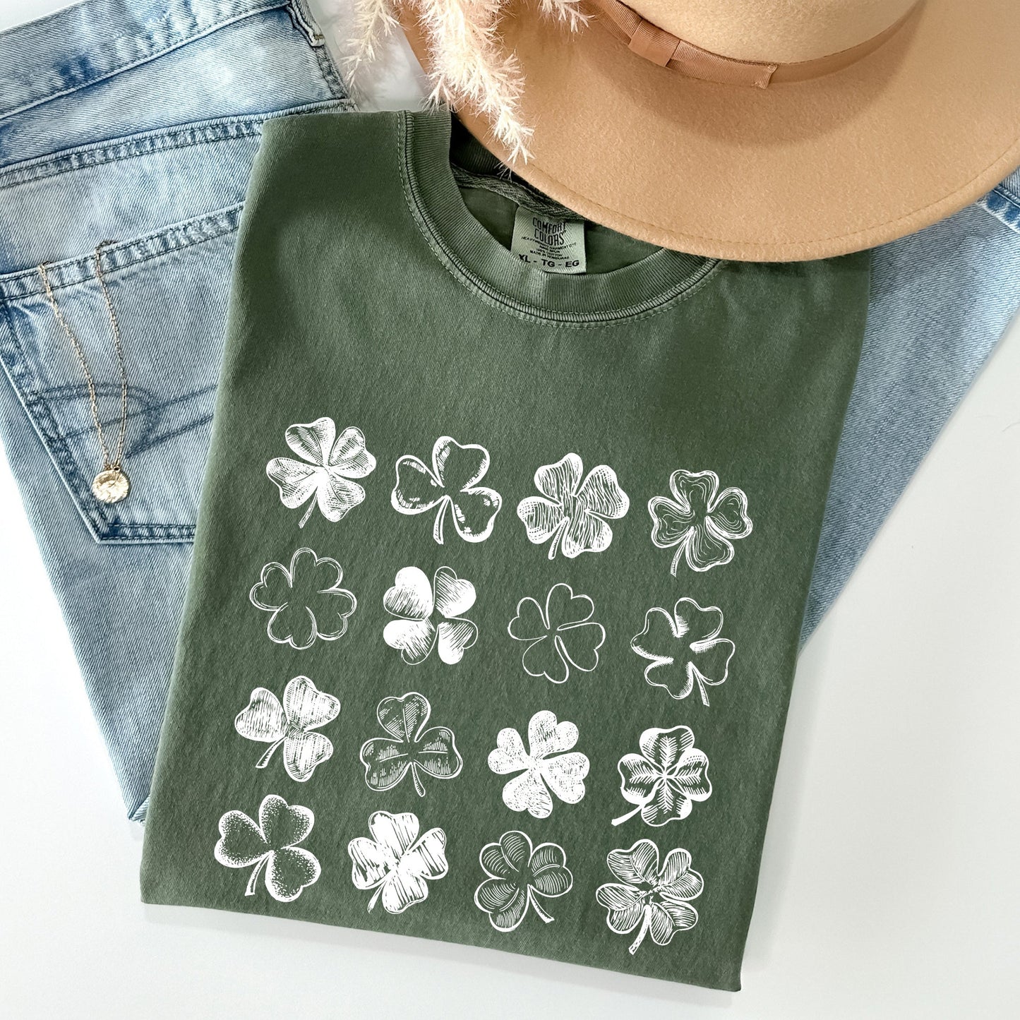 Shamrock Doodles, Retro St Patrick's Day Comfort Colors Tshirt