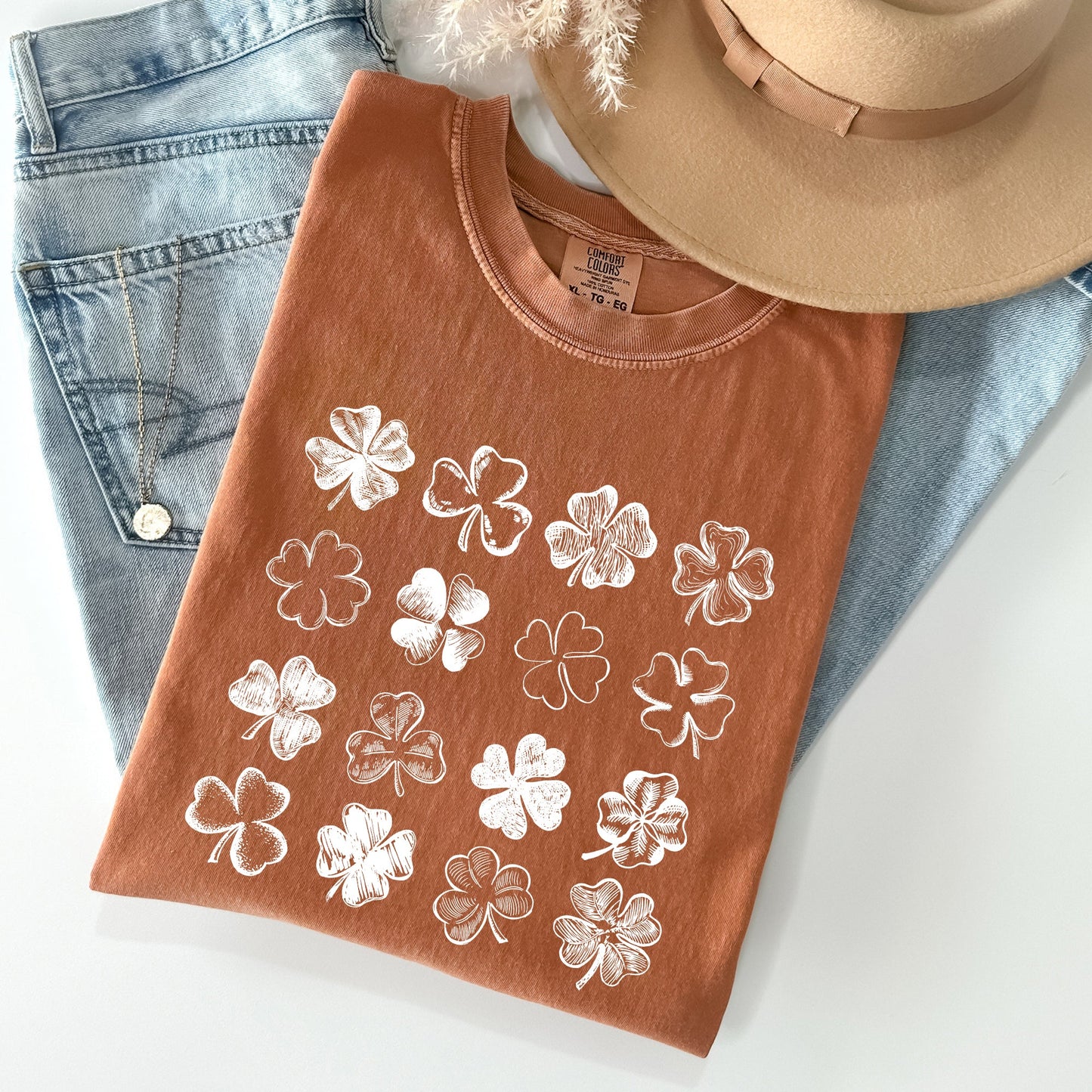 Shamrock Doodles, Retro St Patrick's Day Comfort Colors Tshirt