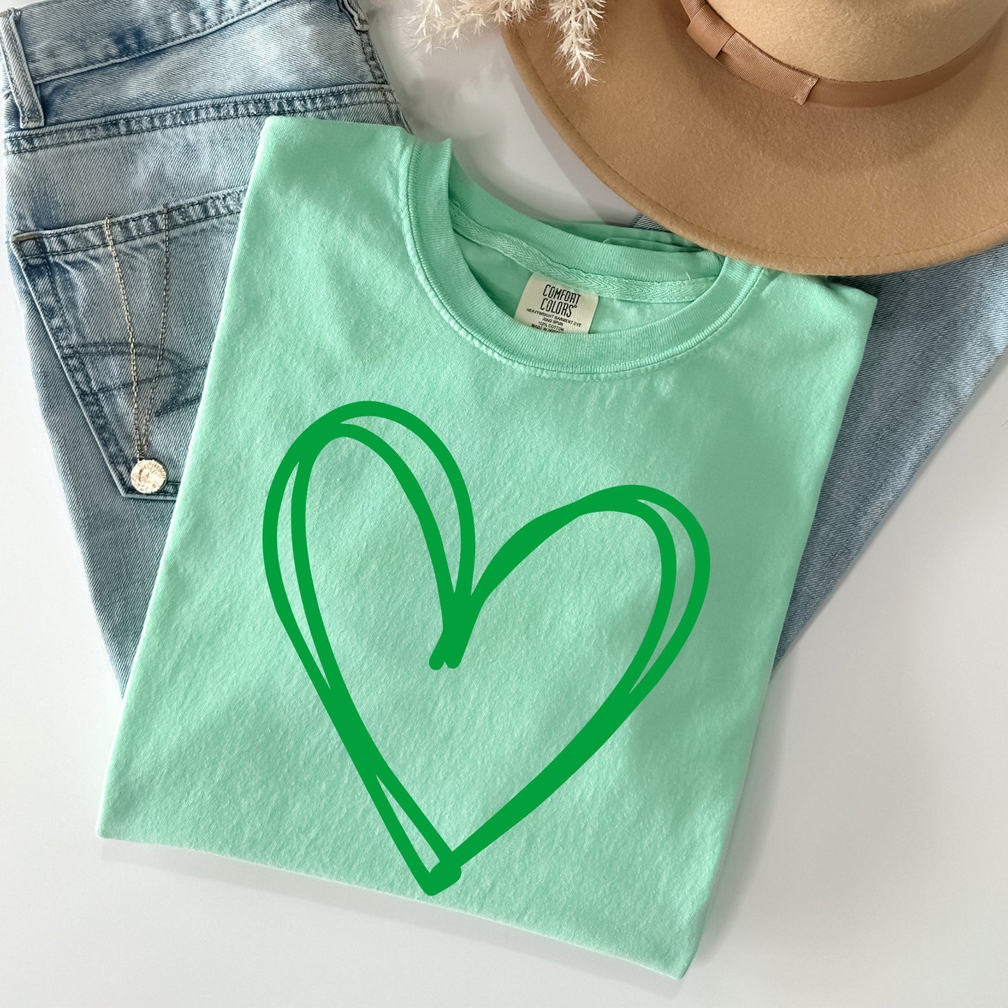 Double Heart, St Patrick's Day Comfort Colors Tshirt