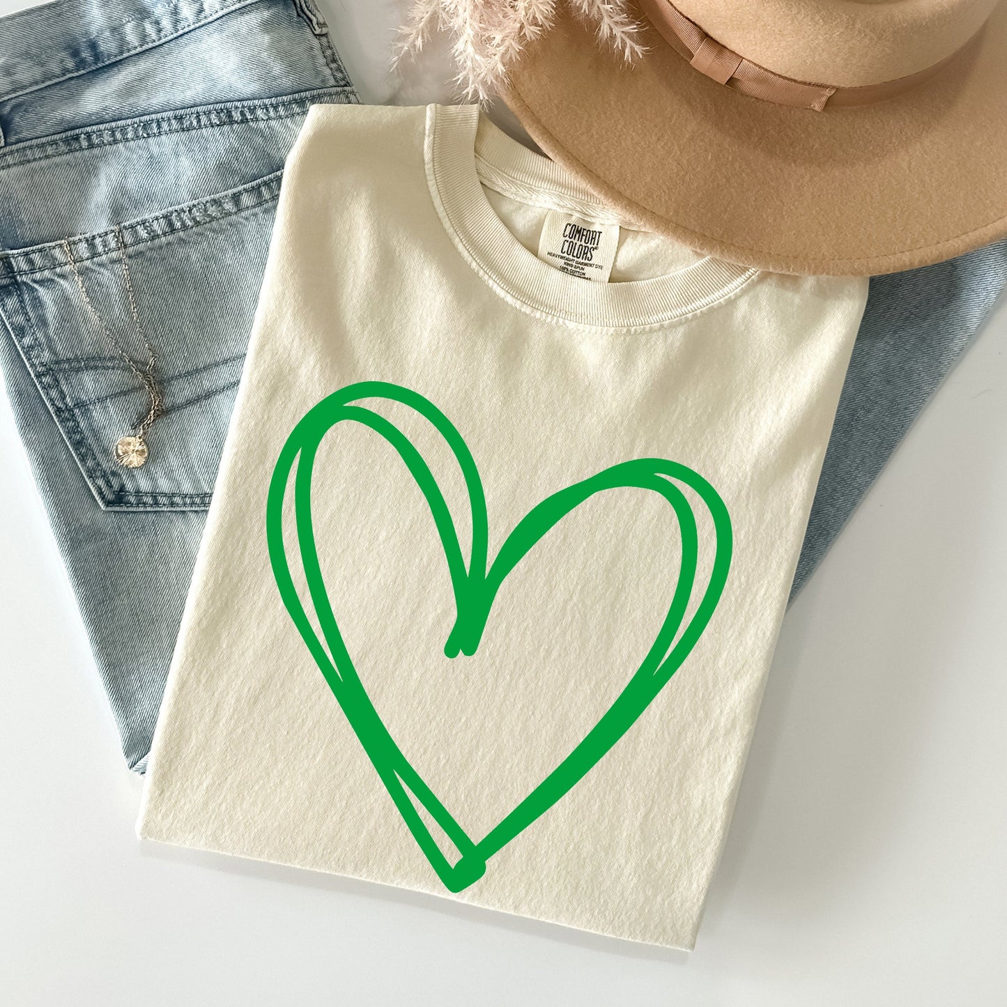 Double Heart, St Patrick's Day Comfort Colors Tshirt