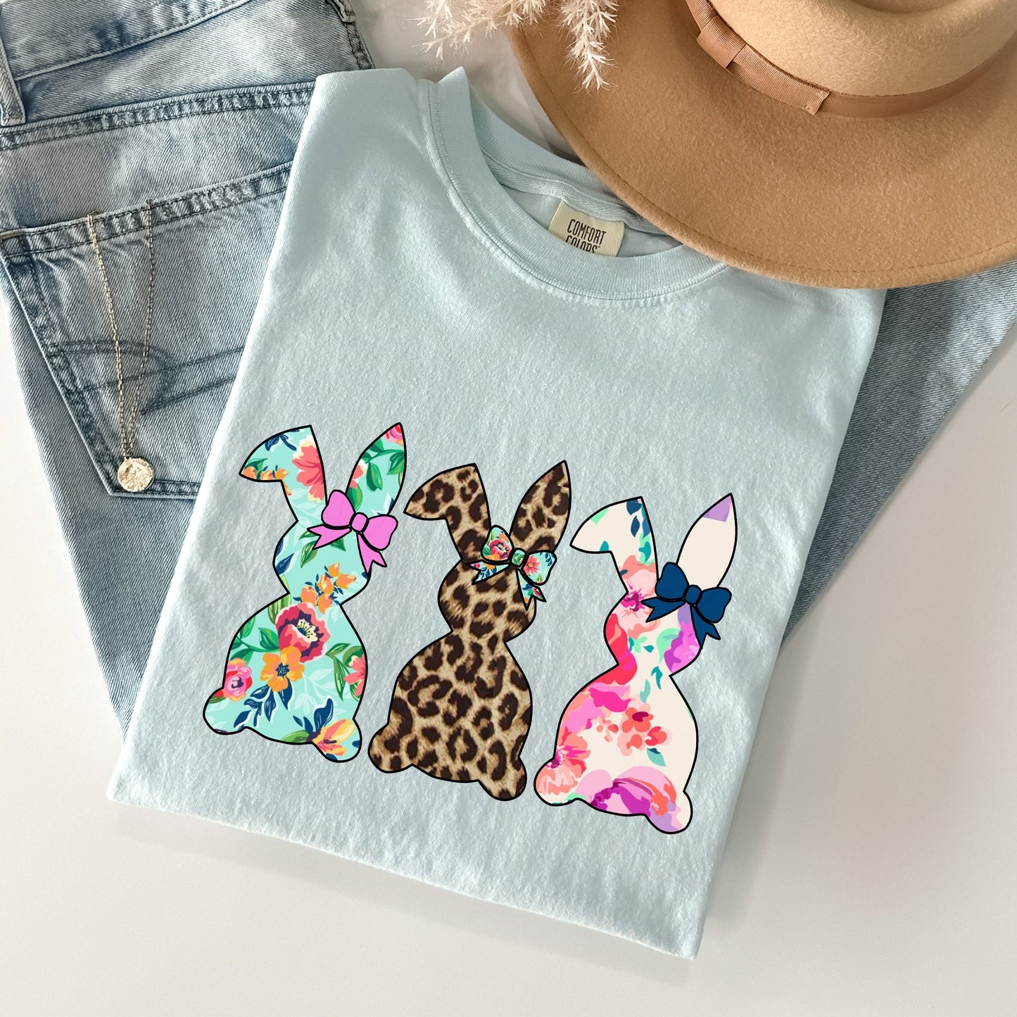 Retro Easter Rabbits, Floral, Leopard, Bunnies Comfort Colors Tshirt