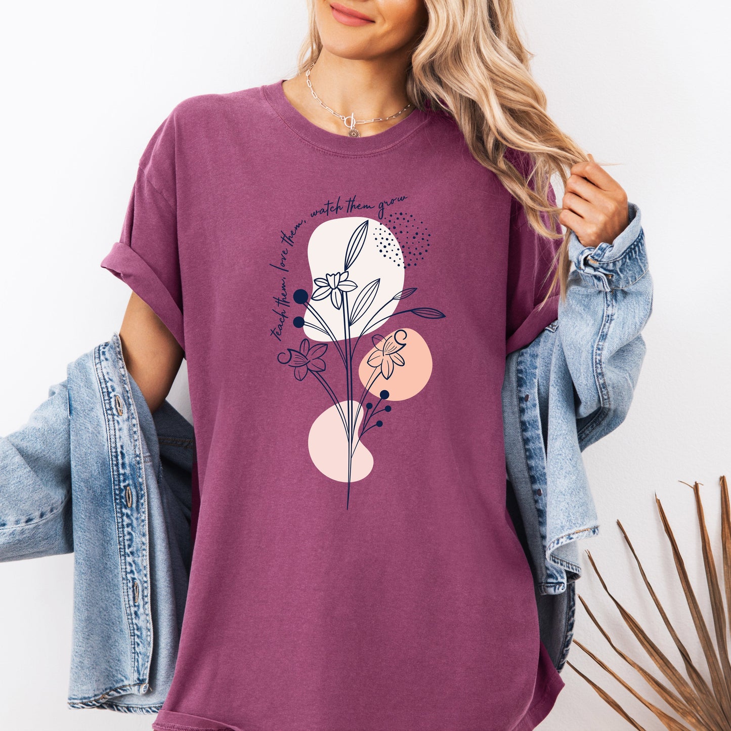 Teach Them Love Them, Teacher, Boho, Back to School, First Day of School, Cute, Teacher Appreciation, Coquette, Comfort Colors T-Shirt