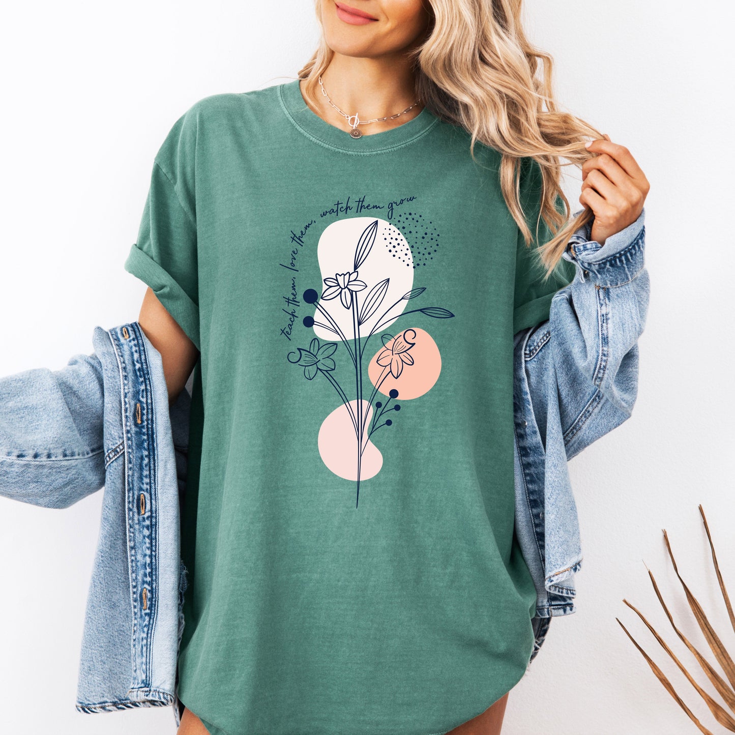 Teach Them Love Them, Teacher, Boho, Back to School, First Day of School, Cute, Teacher Appreciation, Coquette, Comfort Colors T-Shirt