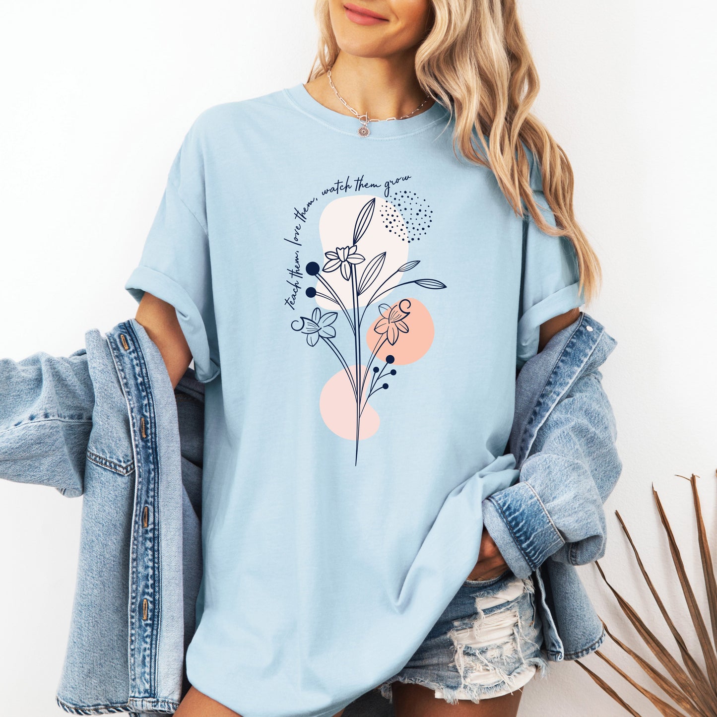Teach Them Love Them, Teacher, Boho, Back to School, First Day of School, Cute, Teacher Appreciation, Coquette, Comfort Colors T-Shirt