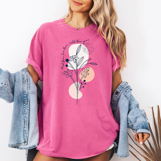 Teach Them Love Them, Teacher, Boho, Back to School, First Day of School, Cute, Teacher Appreciation, Coquette, Comfort Colors T-Shirt