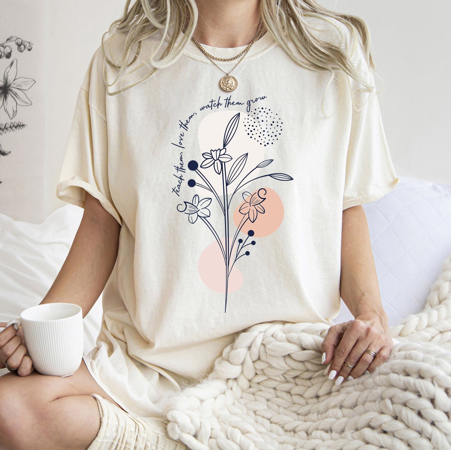 Teach Them Love Them, Teacher, Boho, Back to School, First Day of School, Cute, Teacher Appreciation, Coquette, Comfort Colors T-Shirt