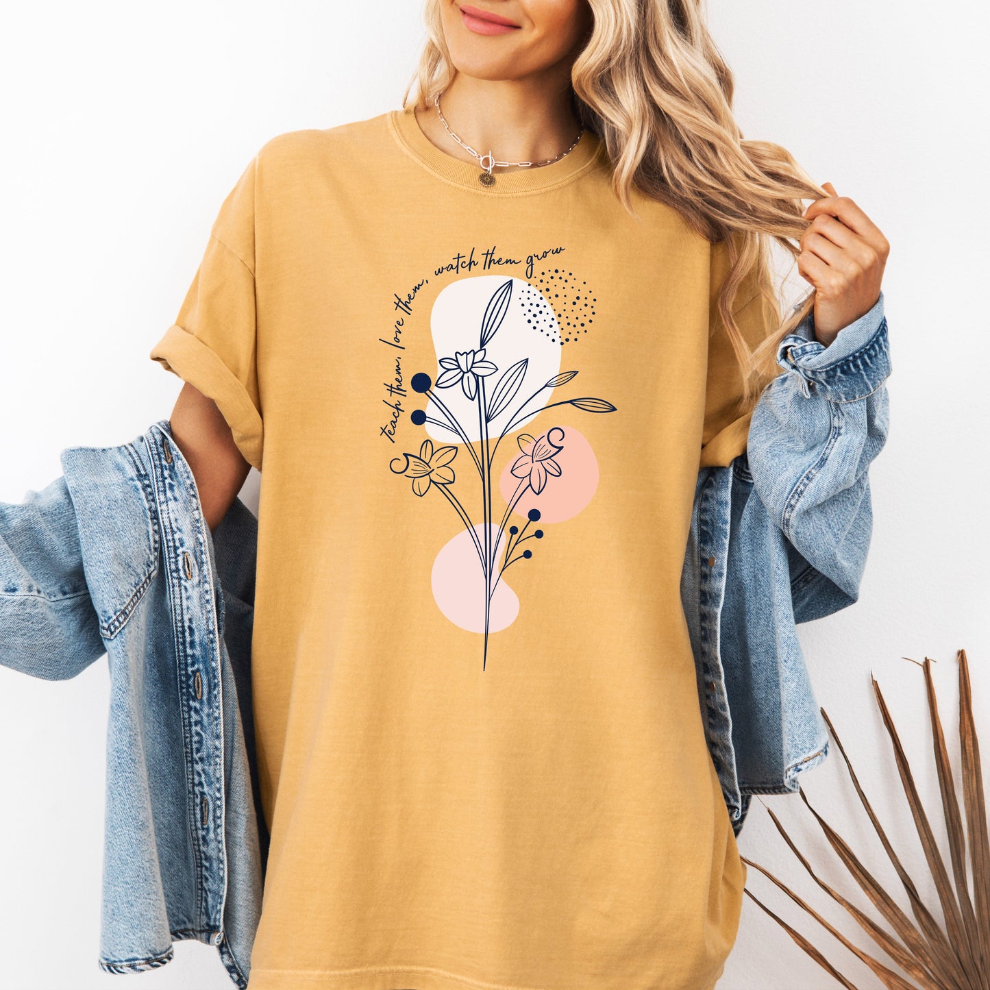 Teach Them Love Them, Teacher, Boho, Back to School, First Day of School, Cute, Teacher Appreciation, Coquette, Comfort Colors T-Shirt