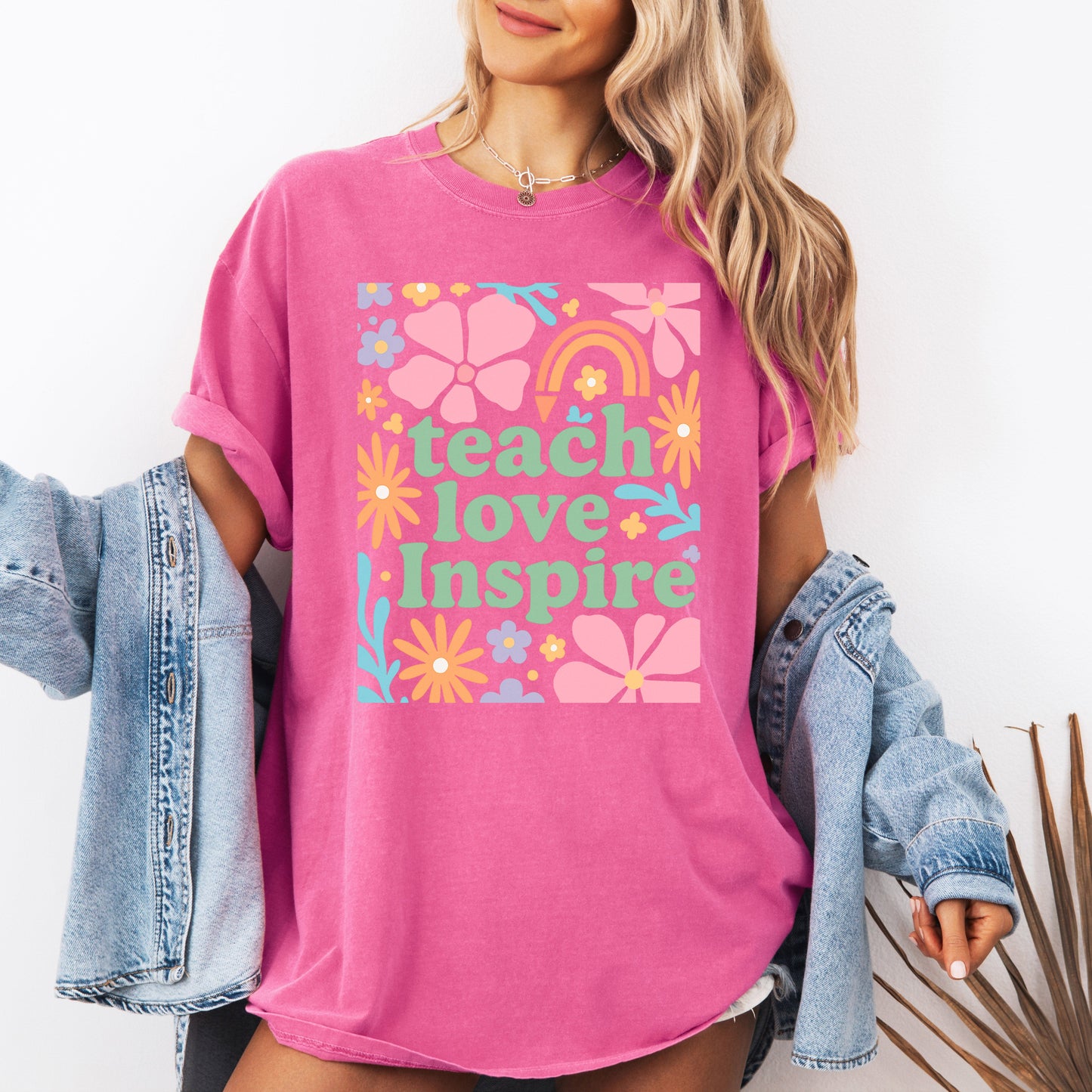 Teach Love Inspire, Boho, Back to School, First Day of School, Cute, Teacher Appreciation, Coquette, Comfort Colors T-Shirt