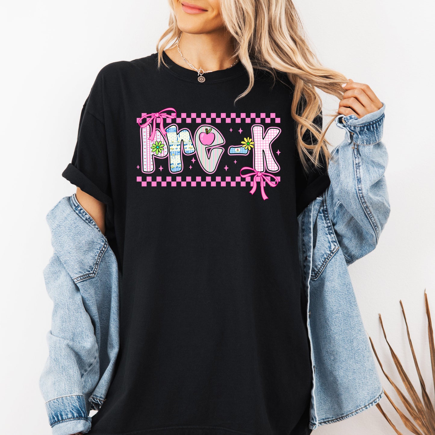 Pre-K Teacher, Retro, Checkered, Back to School, First Day of School, Cute, Teacher Appreciation, Coquette, Comfort Colors T-Shirt