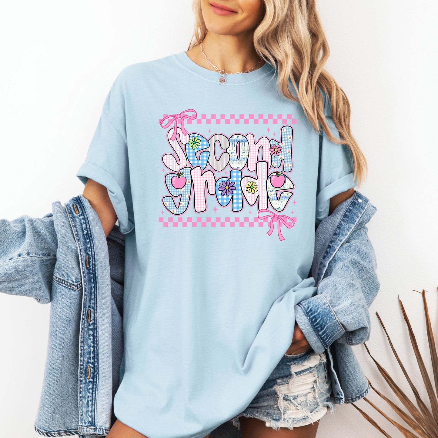 Second Grade Teacher, Retro, Checkered, Back to School, First Day of School, Cute, Teacher Appreciation, Coquette, Comfort Colors T-Shirt