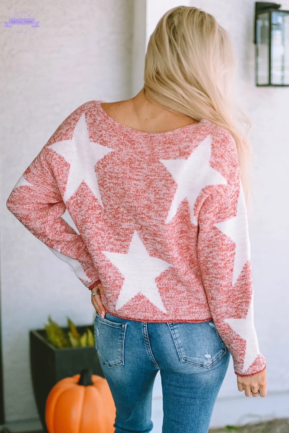 Katharine Star Spangled Casual Knit Sweater Threaded Pear