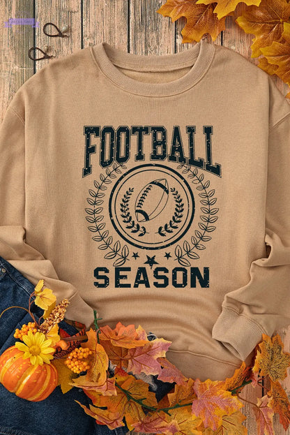 Khaki Rugby FOOTBALL SEASON Graphic Game Day Sweatshirt Aaria Tees