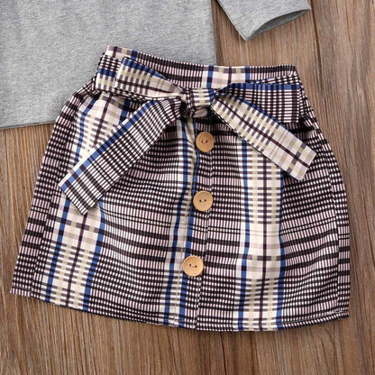 Kids Baby Girl Autumn Winter Clothes Sets 2020 Fly-Sleeve Pullover Tops Bowknot Skirts Outfit - Aaria Tees