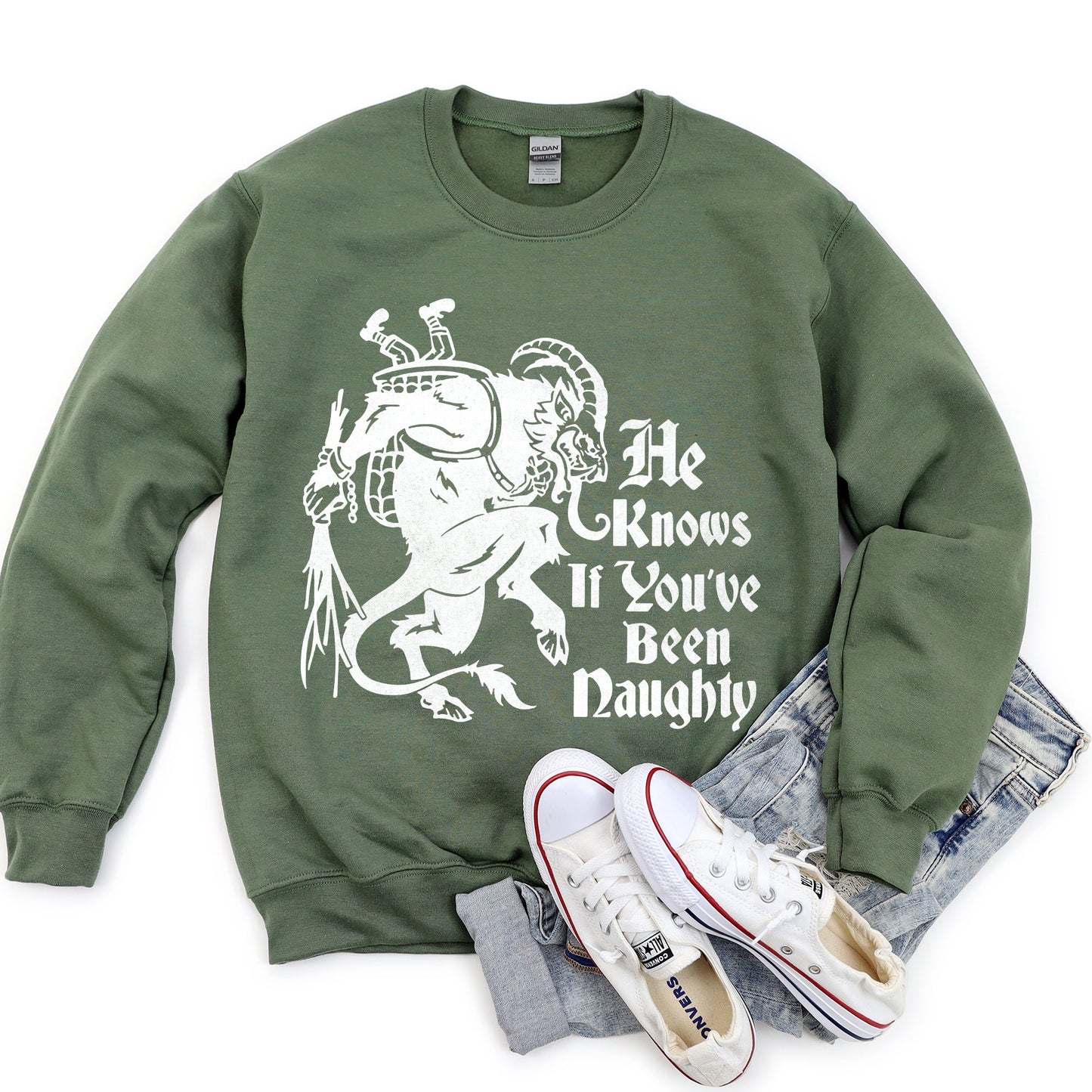 Krampus, Naughty, Santa Christmas Sweatshirt