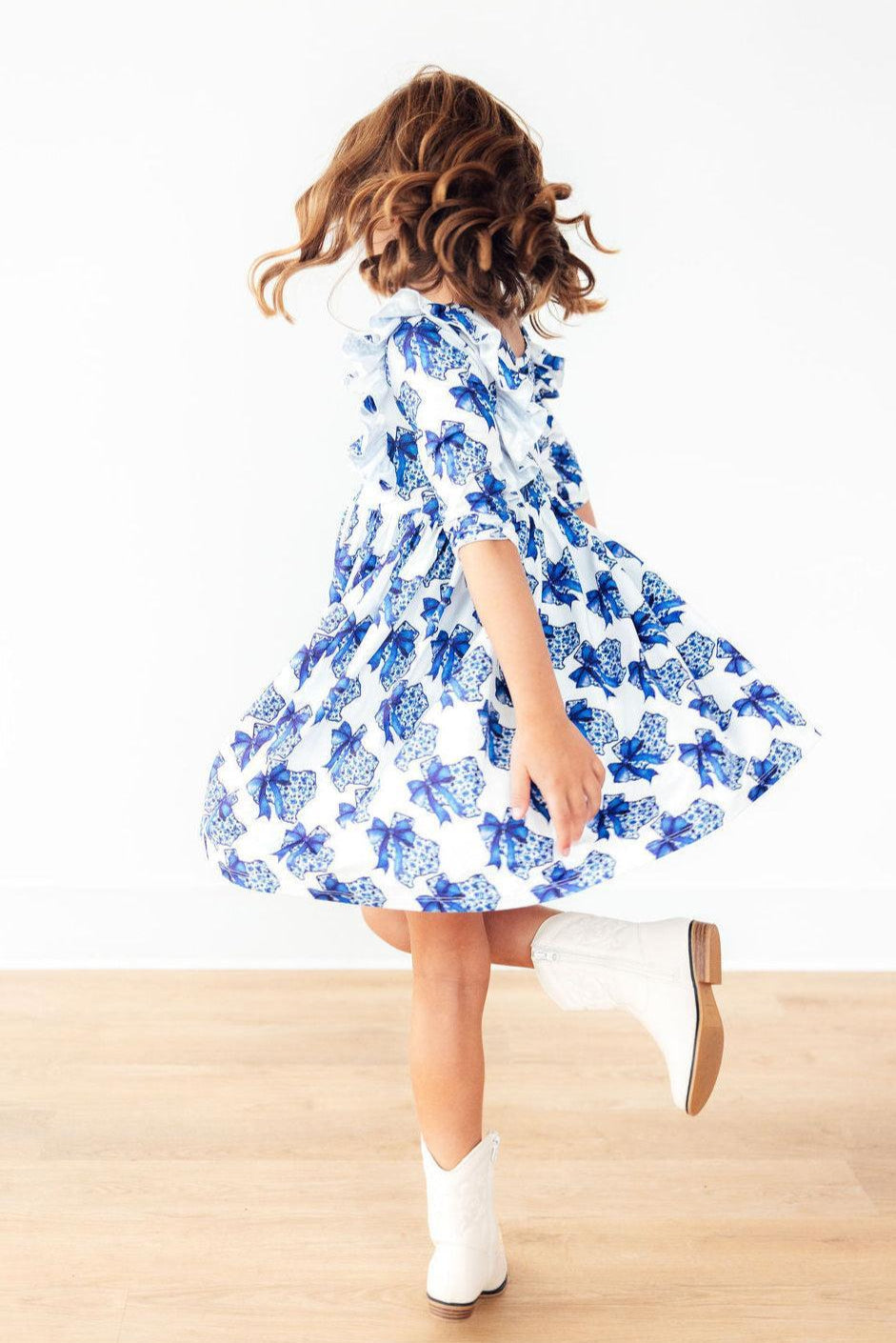 Lone Star 3/4 Sleeve Ruffle Twirl Dress