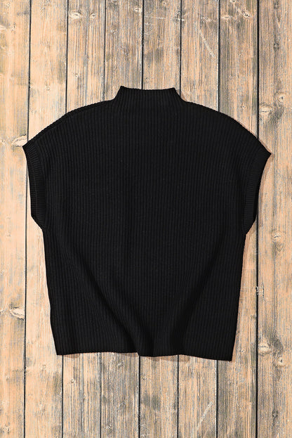 Lindsey Patch Pocket Ribbed Knit Short Sleeve Sweater Threaded Pear