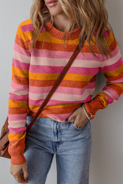 Eliana Stripe Ribbed Sweater Threaded Pear