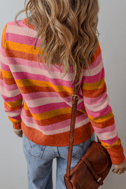 Eliana Stripe Ribbed Sweater Threaded Pear