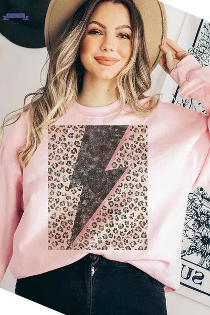LEOPARD LIGHTNING GRAPHIC SWEATSHIRT - Aaria Tees