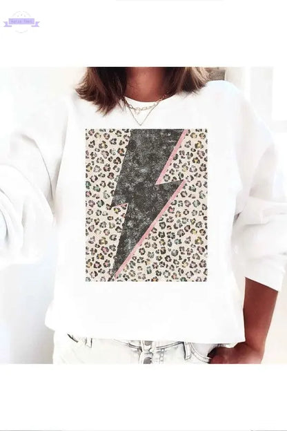 LEOPARD LIGHTNING GRAPHIC SWEATSHIRT - Aaria Tees