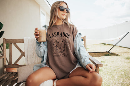 Labrador Mom Social Club Retriever Dog Mom Garment dyed T Shirt