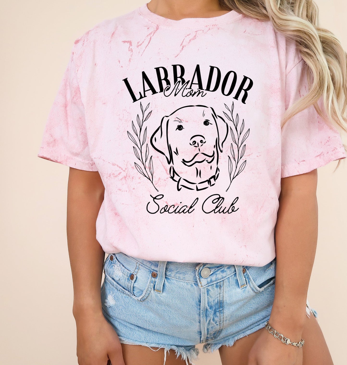 Labrador Mom Social Club Retriever Dog Mom Garment dyed T Shirt