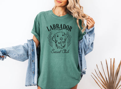 Labrador Mom Social Club Retriever Dog Mom Garment dyed T Shirt