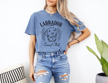 Labrador Mom Social Club Retriever Dog Mom Garment dyed T Shirt
