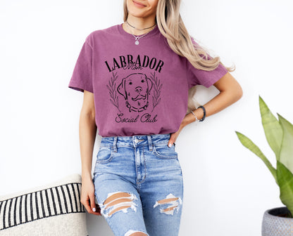 Labrador Mom Social Club Retriever Dog Mom Garment dyed T Shirt