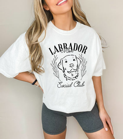 Labrador Mom Social Club Retriever Dog Mom Garment dyed T Shirt