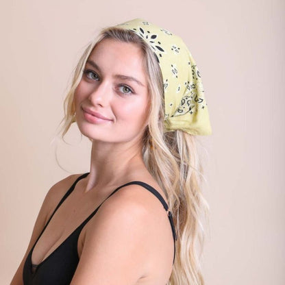 Lemon Muted Color Bandana | Boho Hair Scarf Headwrap