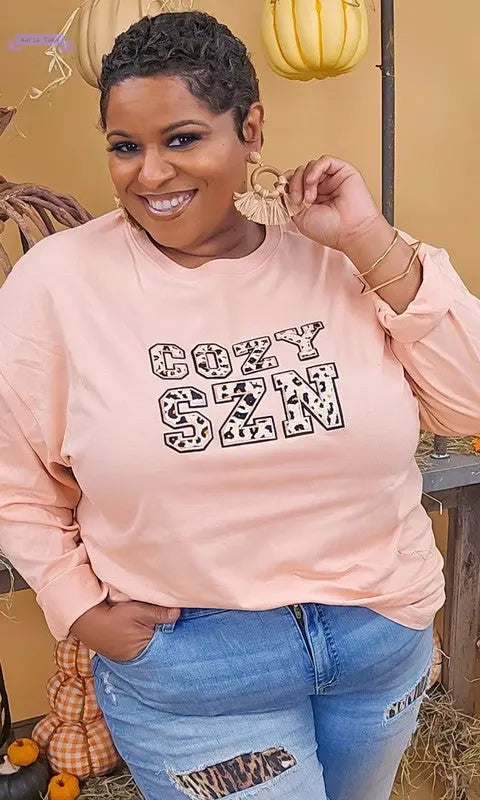 Leopard Ideal Chenille Cozy SZN BF LS T-Shirt - Aaria Tees