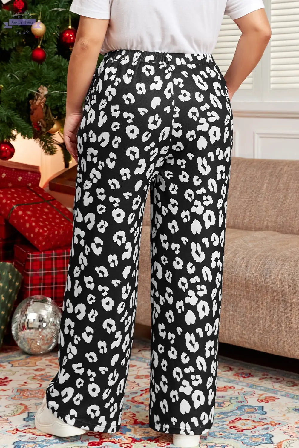 Leopard Leopard Print Wide Leg Pockets Plus Size Pants Aaria Tees Aaria Tees