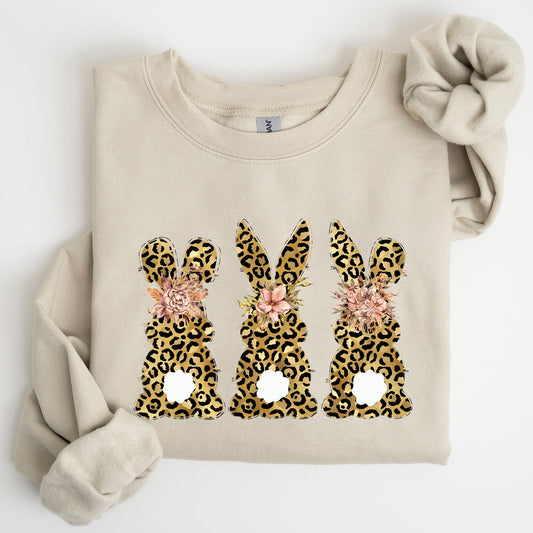 Leopard Print Easter Bunnies, Easter Rabbit Sweatshirt
