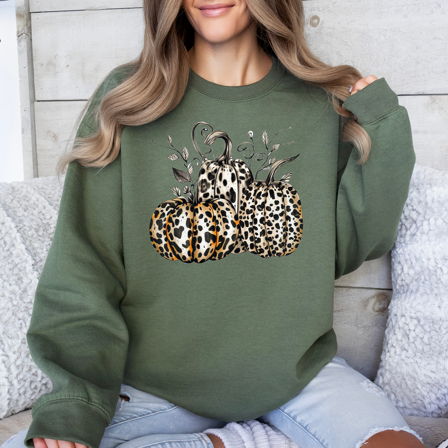 Leopard Print Pumpkins, Cute, Halloween, Autumn, Fall Sweatshirt