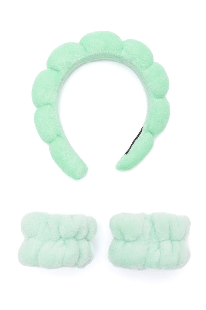 Lost in the Moment Headband and Wristband Set in Green (Online Exclusive)