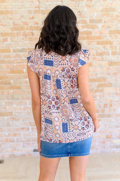 Love of My Life Flutter Sleeve Top in Denim Taupe (Online Exclusive)