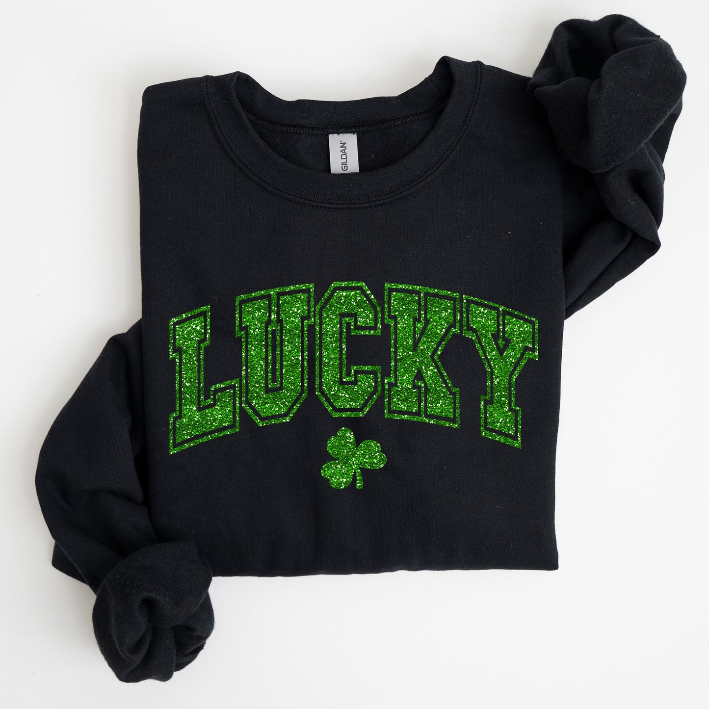 Lucky, Glitter Shamrock, St Patrick's Day Sweatshirt