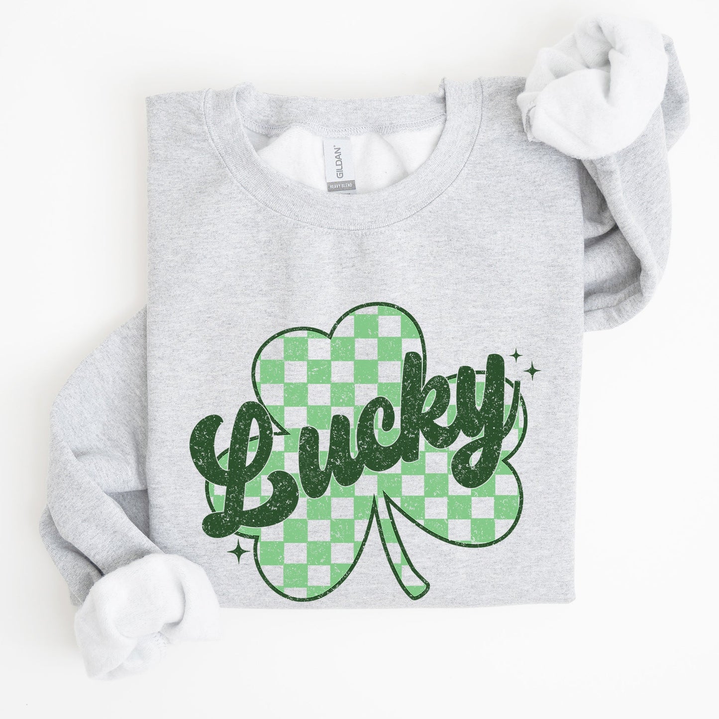 Lucky, Shamrock, Checker Print, St Patrick's Day Sweatshirt