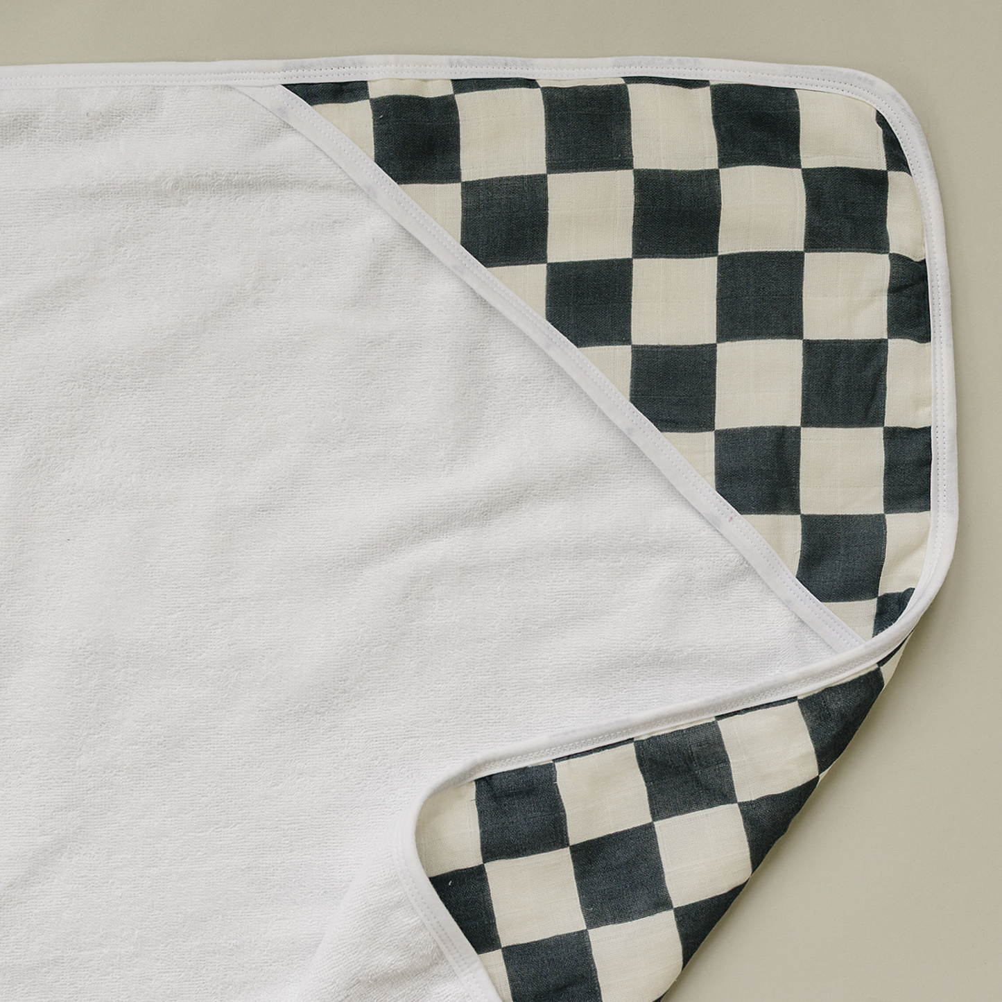Charcoal Checkered Muslin Hooded Towel