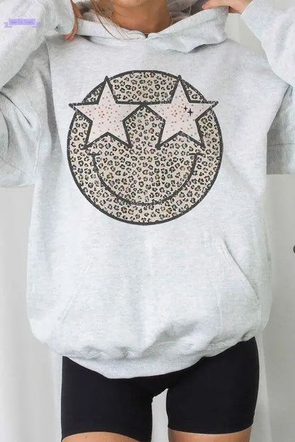 MULTI LEOPARD STAR GRAPHIC HOODIE - Aaria Tees