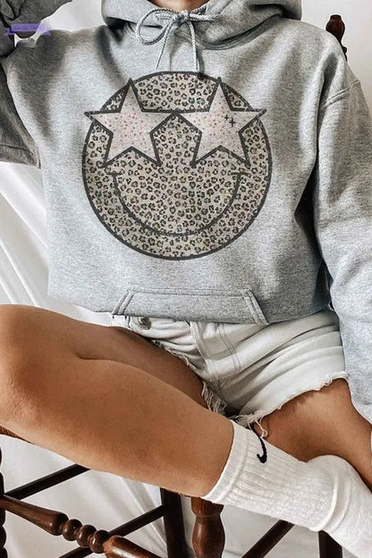 MULTI LEOPARD STAR GRAPHIC HOODIE - Aaria Tees