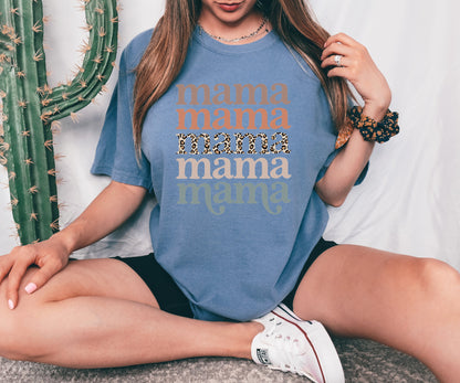 Mama Leopard Comfort Colors Graphic Tees